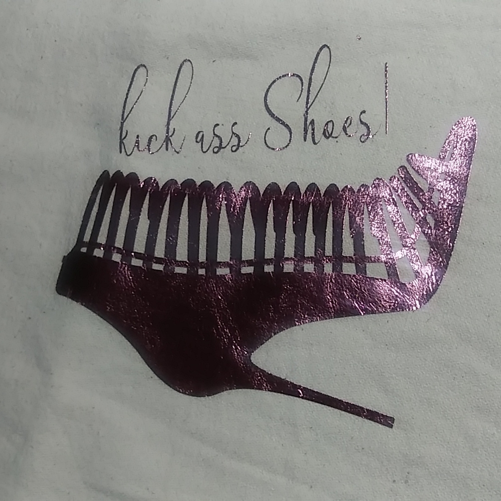 Shoe design on white denim